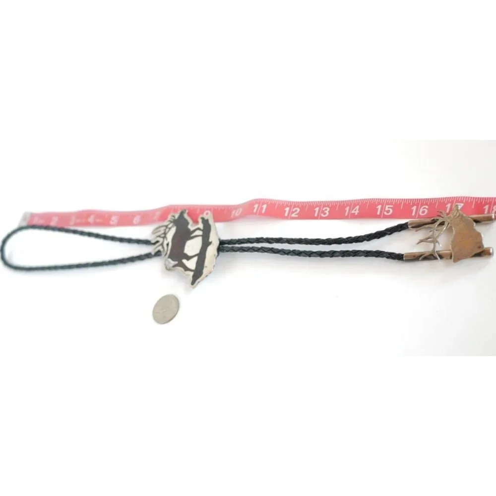 Zuni Native‎ American BULL ELK Bolo Tie by Dale Edaakie Handmade Vintage
